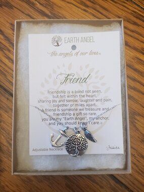 NEW in Box Earth Angel "the angles of our lives" Friend Necklace. Anchor, Wing